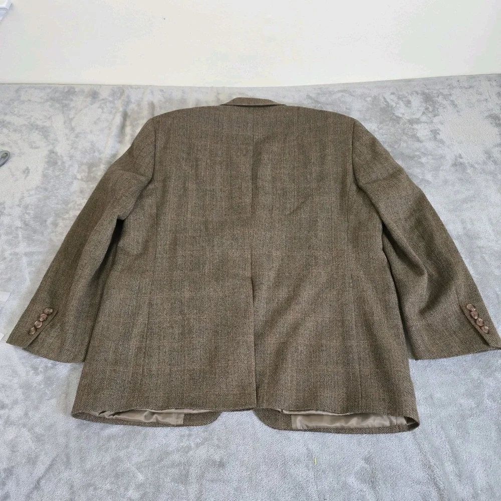 Vintage Lauren Ralph Lauren Blazer Mens 42R Brown Wool Tweed Plaid Classicore